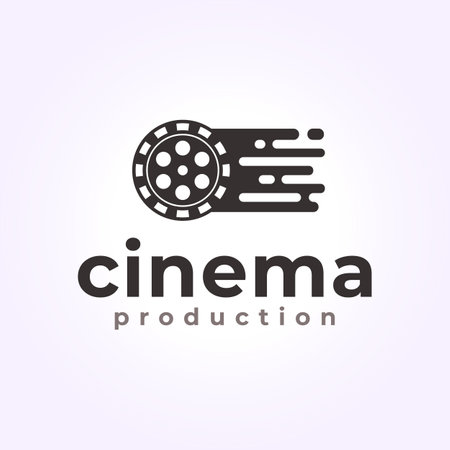 cinema logo vector illustration icon, vintage retro old roll film designのイラスト素材