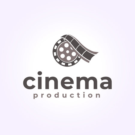 minimalist cinema logo design, camera roll vector illustration vintageのイラスト素材