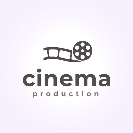 film roll logo design, vintage cinema icon vector illustrationのイラスト素材