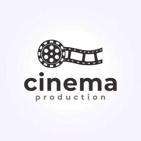 camera roll film logo vector, retro vintage cinema illustration designのイラスト素材