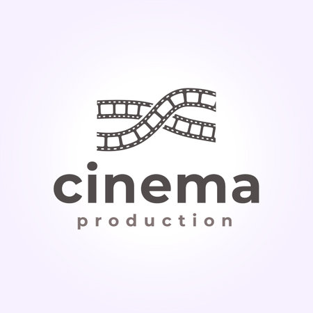 cinema film roll logo design, vintage retro camera illustration vectorのイラスト素材