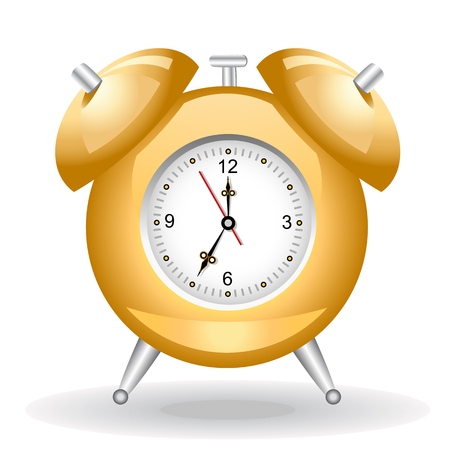 Antique golden alarm clock. Illustration Isolated on background.のイラスト素材