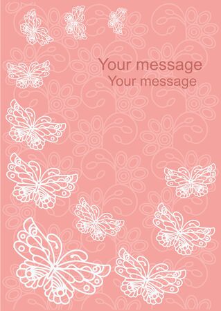 Decorative postcard with butterflies on a tender background with place for your text. illustration.のイラスト素材