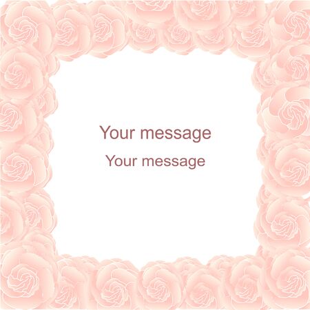 Floral composition with space for text. Postcard with flowers for wedding, marriage, bridal, birthday, Valentine's day. Vector illustration.のイラスト素材