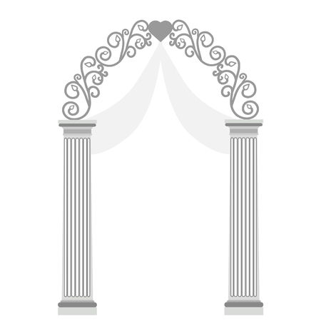 Wedding arch with ornaments, isolated on white background.  Wedding decoration. Vector illustration.のイラスト素材