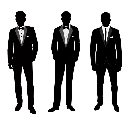 Wedding men's suit and tuxedo. Collection. The groom. Vector illustration.のイラスト素材