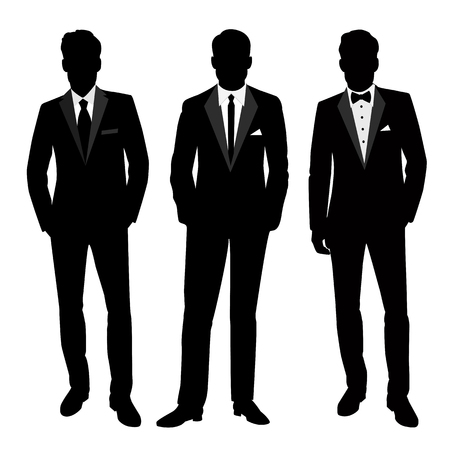 Wedding men's suit and tuxedo. Collection. The groom. Vector illustration.のイラスト素材