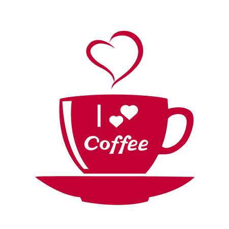 Coffee cup icon. Cup of hot drink. Coffee with hearts. icon A cup for lovers. Vector illustration.のイラスト素材