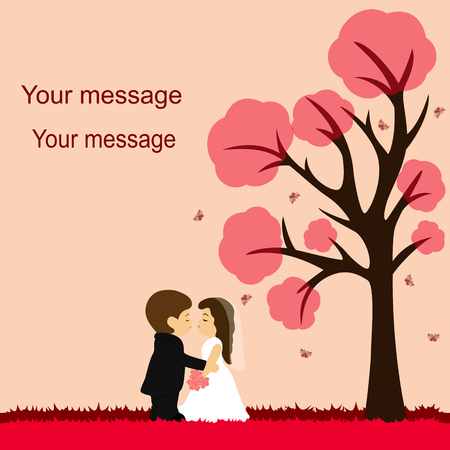 Wedding card with the newlyweds.のイラスト素材