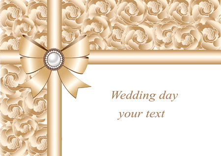 Wedding invitation with bow and ribbons.のイラスト素材