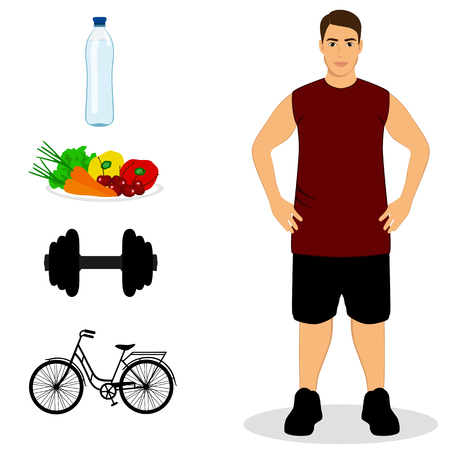 Thin. Proper nutrition. Healthy Lifestyle. Sportsman Isolated objects Vector illustrationのイラスト素材