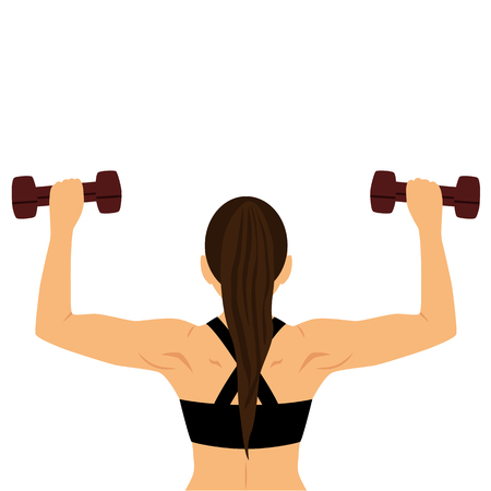 Girl with dumbbells. Sportsgirl. Healthy Lifestyle Vector illustrationのイラスト素材