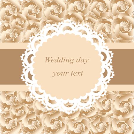 Invitation card in vintage style. The openwork frame. Wedding invitation. Postcard with flowers for wedding, marriage, bridal, birthday, Valentine's day. Vector illustration.のイラスト素材