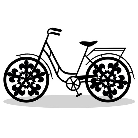 Bicycle. Wedding bicycle. Bicycle with decorative wheels, isolated on a white background. Vector illustration.のイラスト素材