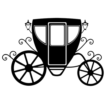 Wedding carriage. Decorative brougham. Coach. Vintage carriage isolated on white background. Also suitable for invitation card. Vector illustration.のイラスト素材