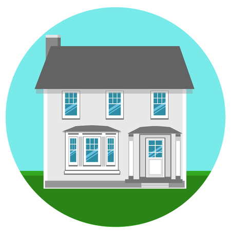 Modern cottage. House. The property. Isolated icon at home. Vector illustrationのイラスト素材