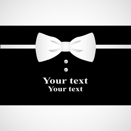 White bow-tie on postcard. Postcard tuxedo. Also suitable for invitation card, business card. Vector illustration.のイラスト素材