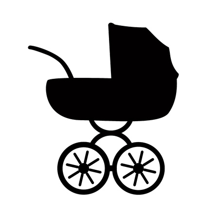 icon baby stroller. Flat stroller icon. Symbol stroller. Vector illustrationのイラスト素材