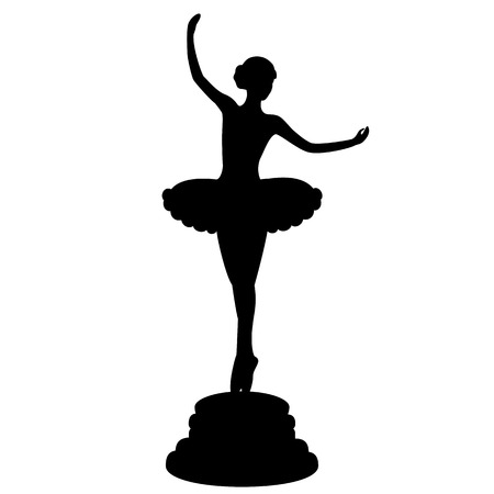 Ballerina silhouette. Statuette. The black silhouette on a white background. Vector illustration.のイラスト素材