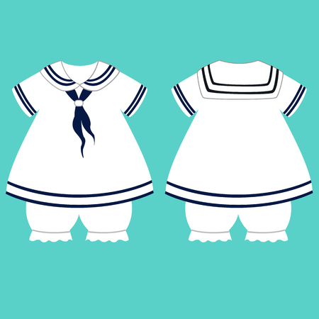 Baby clothes. For boys. The sailor's costume. Funny clothes. Vector illustrationのイラスト素材
