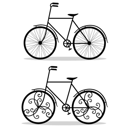 Bicycle. Wedding bicycle. Bicycle with decorative wheels, isolated on a white background. Vector illustration.のイラスト素材