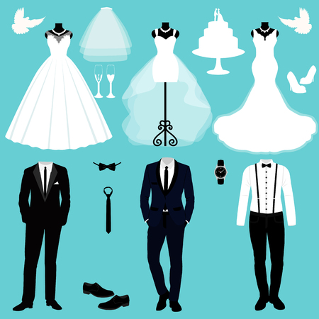 A set of wedding clothes Vector illustration.のイラスト素材