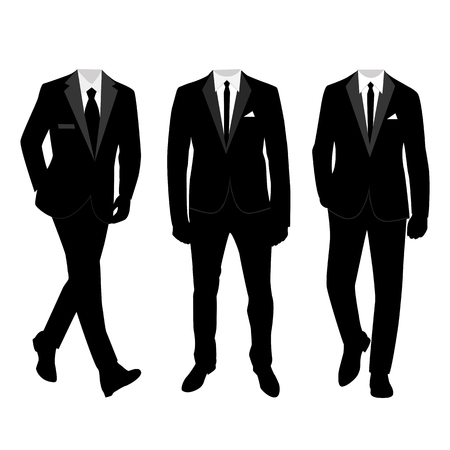 Wedding men's suit and tuxedo. Collection. The groom. Vector illustration.のイラスト素材
