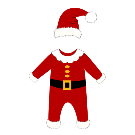 Romper suit. Christmas costume for children. Santa's costume. For girls and boys. Vector illustration.のイラスト素材