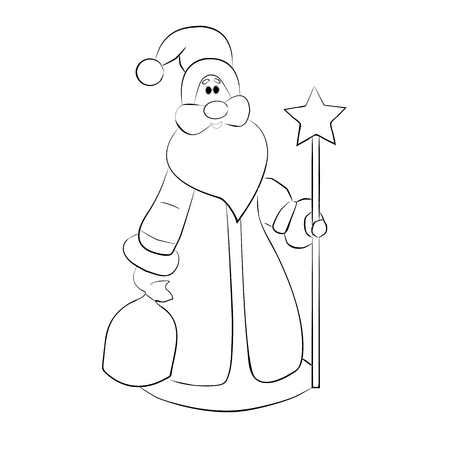 Christmas card. Santa. Outline Isolated object Vector Illustrationのイラスト素材
