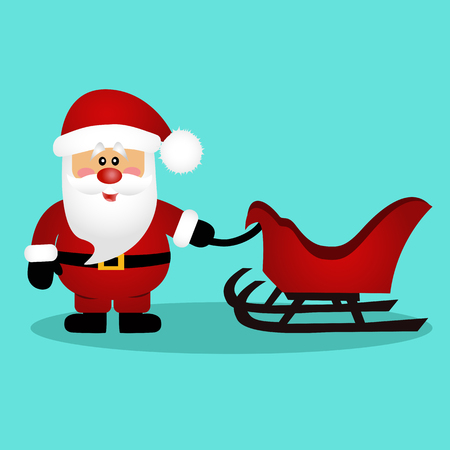 Christmas card. Santa. Santa with sleigh Vector Illustrationのイラスト素材