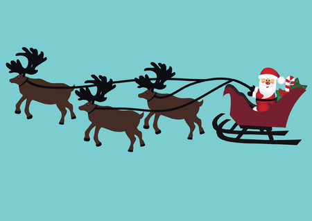 Christmas card. Christmas reindeers and Santa. Isolated object. Vector Illustrationのイラスト素材