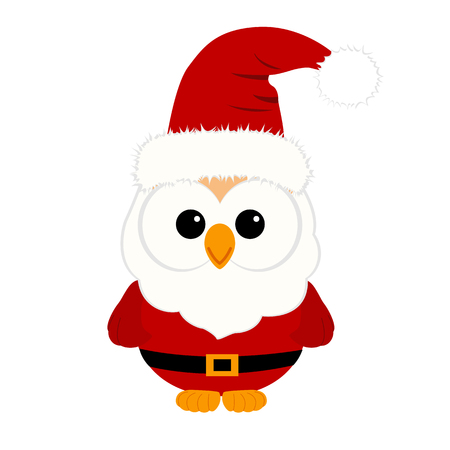 Christmas owl. Christmas card. Funny owl in a suit.の写真素材