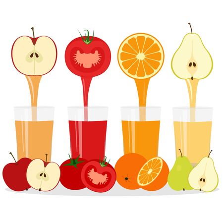 Freshly squeezed juice in a glass. Proper nutrition. Healthy Lifestyle. Health. Vector illustrationのイラスト素材