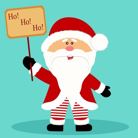 Christmas card. Santa Claus. Santa with banner. Flat design. Vector Illustrationのイラスト素材