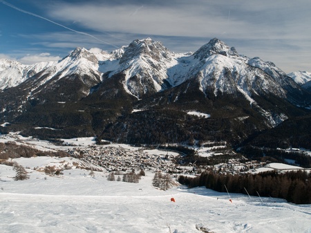 Scuol in winter time  Switzerland の写真素材