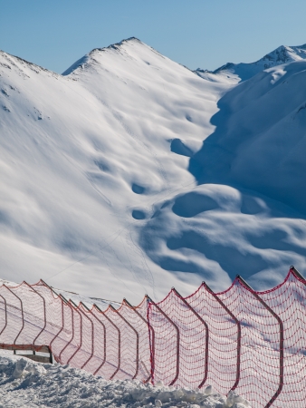 Skiing barriers in winter mountains  Switzerland の写真素材