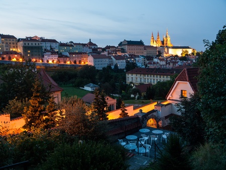 Little Town and Hradcany Castle in the evening  Prague, Czech Republic のeditorial素材