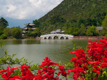 Black Dragon Pool Park  Lijiang, Yunnan, China の写真素材