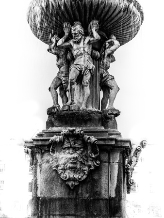 Detail Samson fountain in Ceske Budejovice (Czech Republic)の写真素材