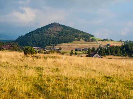 Basalt Bukovec hill and Jizerka village (Czech Republic)の写真素材