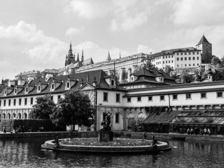 View frome Wallenstein garden to Prague castle, Czech Republicのeditorial素材