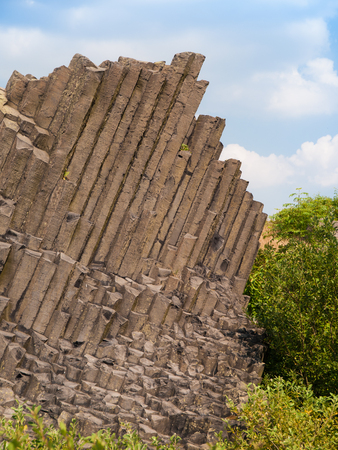 Detailed view of volcanic basalt columns - organ pipesの写真素材