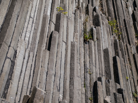 Detailed view of volcanic basalt columns - organ pipesの写真素材