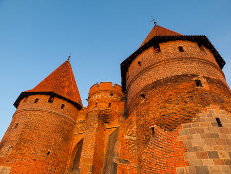 Two fortification towers at Nogat River in Malbork (Pomerania, Poland)のeditorial素材