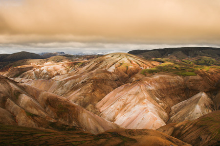 Landmannalaugar rainbow mountains in Fjallabak Nature Reserve, Icelandの写真素材