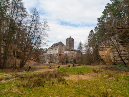 Medieval Castle Kost with big stone tower, Czech Republicのeditorial素材