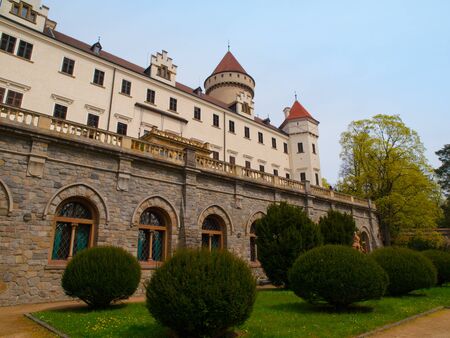 Chateau Konopiste with white towers near Benesov, Czech Republicのeditorial素材