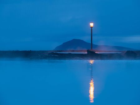 Blue lagoon hot spring spa near Myvatn lake in northern Icelandの写真素材