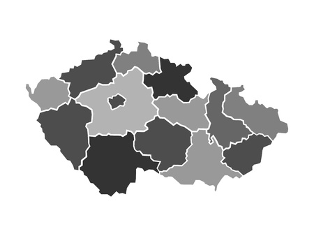 Illustrated map of Czech Republic with administrative regions, vector illustrationのイラスト素材