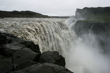 Detifoss,  the most powerful waterfall in Europe, Vatnajokull National Park, Northern Icelandの写真素材